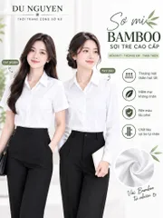Áo Sơ Mi Nữ Vải Bamboo Sợi Tre Cao Cấp - Tay Dài Và Tay Ngắn Không Nhăn, Thoáng Mát (Trắng Tinh / Trắng Kem)