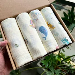Khăn tắm xô muslin 4 lớp 2 mặt hiệu suất thấm hút cao và thân thiện với da CindyKids
