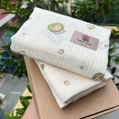 Khăn Tắm Muslin 2 Lớp Cao Cấp (120x70cm) - Siêu Thấm Hút, Mềm Mịn, Đa Dạng Họa Tiết