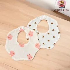 Yếm hoa Muslin cho bé gái, bé trai xoay 360 mềm mại thấm hút tốt độ hoàn thiện cao