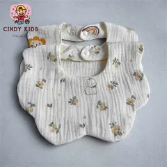 Yếm hoa Muslin cho bé gái, bé trai xoay 360 mềm mại thấm hút tốt độ hoàn thiện cao