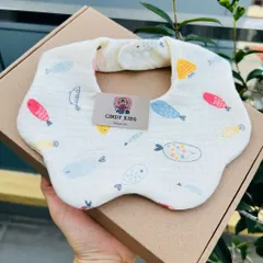 Yếm hoa Muslin cho bé gái, bé trai xoay 360 mềm mại thấm hút tốt độ hoàn thiện cao