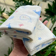 Khăn xô muslin 70x70cm 4 lớp – Cotton mềm mịn, thấm hút tốt, khăn đa năng cho bé sơ sinh.