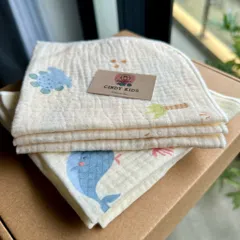 Gói khăn sữa xô muslin, khăn mặt muslin 2 lớp mềm mại thân thiện với da em bé