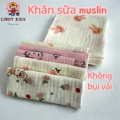 Gói khăn sữa xô muslin, khăn mặt muslin 2 lớp mềm mại thân thiện với da em bé