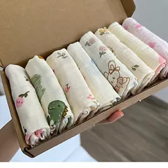 Gói khăn sữa xô muslin, khăn mặt muslin 2 lớp mềm mại thân thiện với da em bé