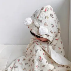 Khăn tắm xô muslin 4 lớp có mũ siêu mềm mại và thân thiện với da bé nhà Cindy’s House