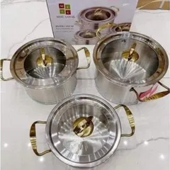 Bộ Nồi Misu Louis 3 Món - Inox 304 Đáy Nguyên 3 Lớp Cao Cấp Dùng Cho Mọi Loại Bếp