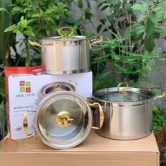 Bộ Nồi Misu Louis 3 Món - Inox 304 Đáy Nguyên 3 Lớp Cao Cấp Dùng Cho Mọi Loại Bếp