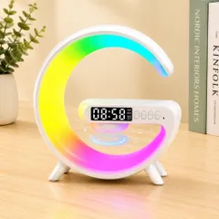 Loa Bluetooth Chữ G Đa Năng, Đèn Led RGB Nháy Theo Nhạc, Đồng Hồ Báo Thức Trang Trí Phòng Ngủ Phòng Khách