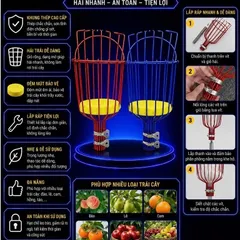 Giỏ hái trái cây dụng cụ giật hái trái cây lồng vặt hoa quả Đầu vợt hái quả, Giỏ hái quả Trên Cao Dễ Sử Dụng