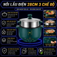 Nồi Lẩu Điện Đa Năng Công Suất Lớn 1000w 2 Tầng 3-4 người ăn Kèm Giá Hấp Inox Dày Dặn