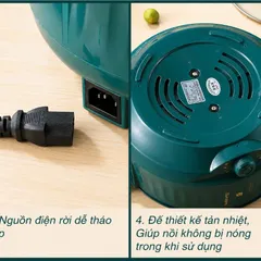 Nồi Lẩu Điện Đa Năng Công Suất Lớn 1000w 2 Tầng 3-4 người ăn Kèm Giá Hấp Inox Dày Dặn
