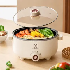 Nồi Lẩu Điện Công Suất Lớn Dung Tích 4L, Tặng Khay Hấp Inox 28CM, Tráng Men Chống Dính SIêu Bền