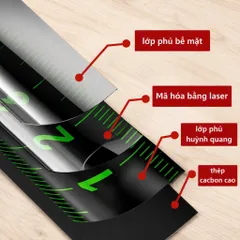 Thước Dây Huỳnh Quang Chất Liệu Thép Không Rỉ , Loại Dài 5M , 7,5M Và 10M Khóa Tự Động