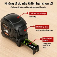 Thước Dây Huỳnh Quang Chất Liệu Thép Không Rỉ , Loại Dài 5M , 7,5M Và 10M Khóa Tự Động