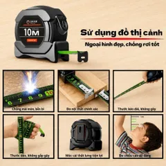 Thước Dây Huỳnh Quang Chất Liệu Thép Không Rỉ , Loại Dài 5M , 7,5M Và 10M Khóa Tự Động