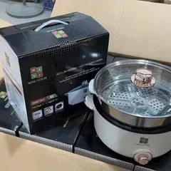 Nồi Điện Đa Năng 2 Tầng Dung Tích Lớn Màu Trắng Kem Sôi Nhanh Tặng Kèm Khay Hấp