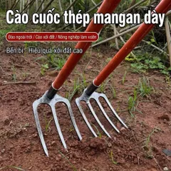 Cuốc 4 răng, thép nguyên khối dày 8 li siêu cứng cuốc đất làm vườn tiện lợi