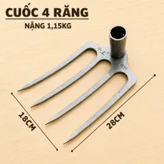 Cuốc 4 răng, thép nguyên khối dày 8 li siêu cứng cuốc đất làm vườn tiện lợi
