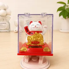 Mèo Thần Tài Màu Trắng Năng Lượng Mặt Trời Tự Động Vẫy Tay Cảm Ứng Ánh Sáng Trang Trí Bàn làm Việc