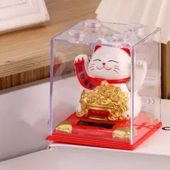 Mèo Thần Tài Màu Trắng Năng Lượng Mặt Trời Tự Động Vẫy Tay Cảm Ứng Ánh Sáng Trang Trí Bàn làm Việc