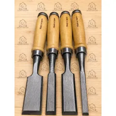Combo Bộ 4 Đục Gỗ Tay Cầm Gỗ Cao Cấp – Dụng Cụ Chạm Khắc, Tiện Mộc, Sửa Chữa Gỗ, Hàng Loại 1 Dày Dặn Chắc Tay