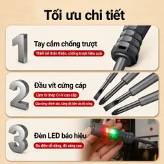 Bút thử điện cảm ứng thông minh 2 cạnh và 4 cạnh , 2 đèn LED, tua vít từ tính