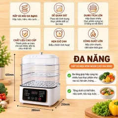 Nồi hấp điện đa năng 3 tầng tiện lợi dung tích 19 lít nhiệt mạnh nóng nhanh BH 12 tháng