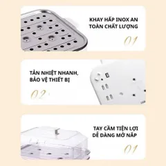 Nồi hấp điện đa năng 3 tầng tiện lợi dung tích 19 lít nhiệt mạnh nóng nhanh BH 12 tháng