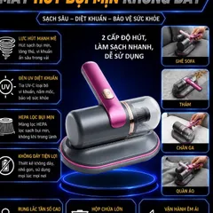 Máy Hút Bụi Cầm Tay Sạc TypeC - Không Dây, Có Đèn UV, Hút Nệm Giường/Sofa/Quần Áo