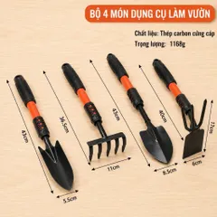 Bộ 4 món dụng cụ làm vườn tay cầm bọc cao su chắc chắn tiện lợi