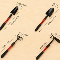 Bộ 4 món dụng cụ làm vườn tay cầm bọc cao su chắc chắn tiện lợi