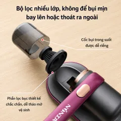 Máy Hút Bụi Cầm Tay Sạc TypeC - Không Dây, Có Đèn UV, Hút Nệm Giường/Sofa/Quần Áo