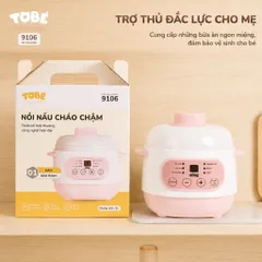 Nồi Nấu Cháo Chậm Cho Bé Ăn Dặm Hẹn Giờ Tích Hợp 6 Chế Độ Nấu , 2 Màu Xanh Hồng (Tặng Khay Hấp)
