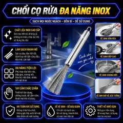 Chổi Cọ Nồi Nhiều Sợi Li Ti  Cọ Chảo Inox 201/304 Bàn Chải Chà Nồi Đánh Bóng Loại Bỏ Rỉ Sét Tiện Dụng Có Cán Cầmi