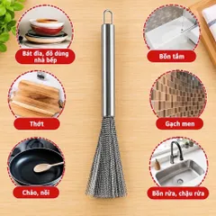 Chổi Cọ Nồi Nhiều Sợi Li Ti  Cọ Chảo Inox 201/304 Bàn Chải Chà Nồi Đánh Bóng Loại Bỏ Rỉ Sét Tiện Dụng Có Cán Cầmi