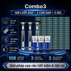 Set Dao Cạo Râu 108 Lưỡi Tặng Kèm 3 Thân Cạo, 3 Lọ Kem Mềm Râu Dễ Dàng Sử Dụng An Toàn Cho Da