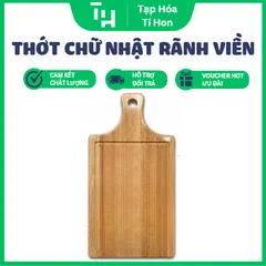 Thớt Gỗ Tay Cầm Chữ Nhật, Dạng chữ nhật có rãnh viền và tay cầm tích hợp lỗ treo tiện lợi (TH735)