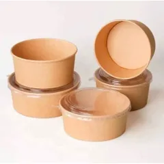 Combo 50 chiếc tô giấy nâu dùng một lần cao cấp có kèm nắp pp 750ml và 1000ml