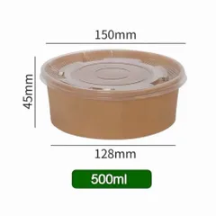 Combo 50 chiếc tô giấy nâu dùng một lần cao cấp có kèm nắp pp 750ml và 1000ml