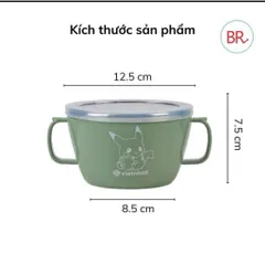 Bát giữ nhiệt 2 lớp ăn dặm, ăn cháo cho bé, bát inox bọc nhựa việt Nhật đựng được 500ml
