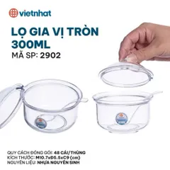 Bát Hũ Đựng Gia Vị Tỏi Ớt, Sa Tế Kèm Thìa Bằng Nhựa Song Long Cao Cấp, Bát Đường Trong Suốt Tiện Lợi, An Toàn 300ml