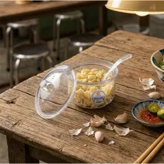 Bát Hũ Đựng Gia Vị Tỏi Ớt, Sa Tế Kèm Thìa Bằng Nhựa Song Long Cao Cấp, Bát Đường Trong Suốt Tiện Lợi, An Toàn 300ml