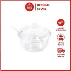 Bát Hũ Đựng Gia Vị Tỏi Ớt, Sa Tế Kèm Thìa Bằng Nhựa Song Long Cao Cấp, Bát Đường Trong Suốt Tiện Lợi, An Toàn 300ml