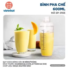 Bình lắc Cocktail Shaker, bình pha chế chia vạch 320ml, 460ml, 600ml nhựa Việt Nhật