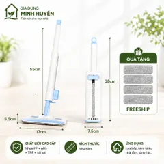 Cây Lau Nhà Mini Kèm Bình Vắt Tự Động, Chổi Lau Sàn Đa Năng Lau Kính, Lau Bếp Gọn Tiện Lợi