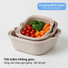 Combo 6 chậu nhựa chữ nhật kèm xô, gáo đa năng, bền đẹp, tiện dùng cho sinh hoạt gia đình