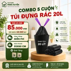 [Combo 5] Bịch Túi Đựng Rác 10L Và 20L Có Dây Rút Túi Rác Tự Phân Hủy Size 45x50cm và 55x60cm Dai Chắc Chống Rò Nước