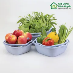 Combo 6 chậu nhựa chữ nhật kèm xô, gáo đa năng, bền đẹp, tiện dùng cho sinh hoạt gia đình